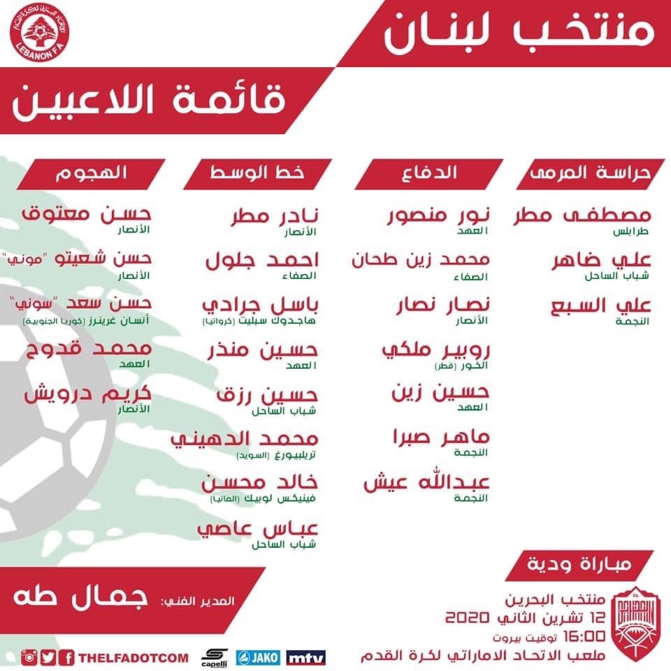 Football Lebanon - ‫قائمة اللاعبين المشاركين في معسكر دبي ‬