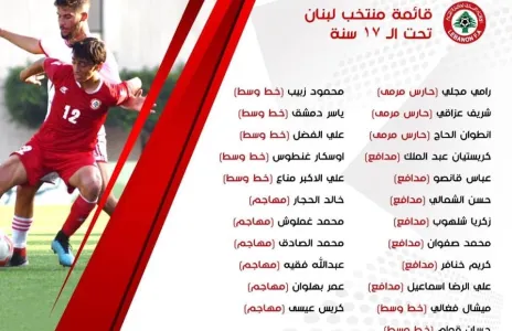 Football Lebanon - قائمة المنتخب اللبناني للناشئين