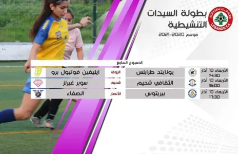 Football Lebanon - استئناف بطولة السيدات التنشيطية اليوم في اسبوعها السابع والاخير من مرحلة الذهاب
