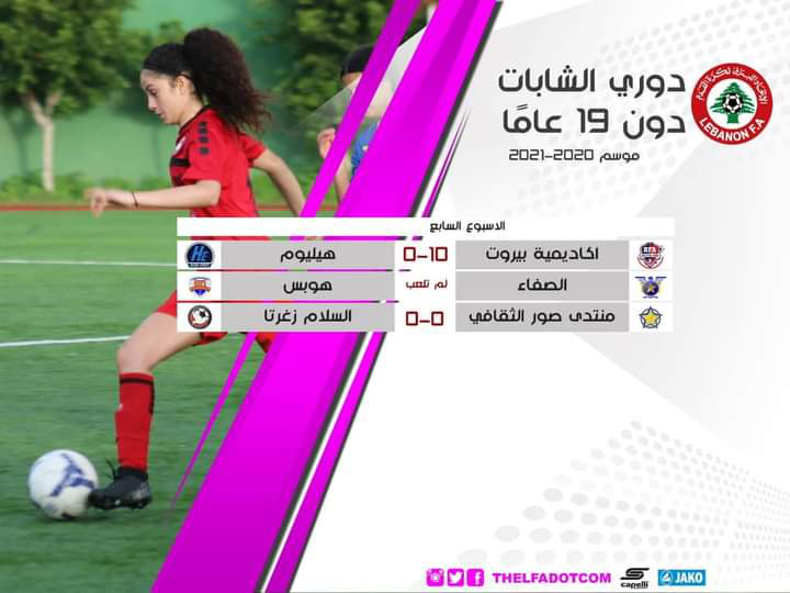 Football Lebanon - نتائج الاسبوع السابع  من دوري الشابات دون ١٩ عاما