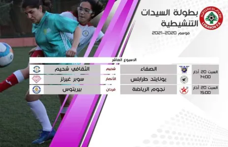 Football Lebanon - مباريات الاسبوع العاشر لبطولة السيدات التنشيطية