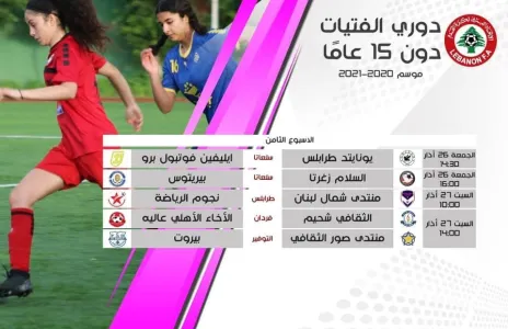 Football Lebanon - تنطلق غداً مباريات الأسبوع الثامن لدوري الفتيات