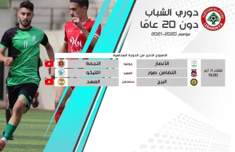 Football Lebanon - مباريات الجولة الأخيرة والحاسمة من بطولة دوري الشباب