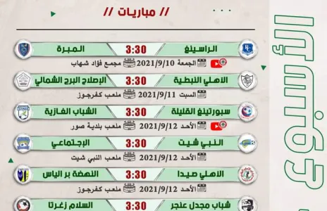 Football Lebanon - جدول مباريات الأسبوع الرابع من دوري الدرجة الثانية للموسم 2021-2022