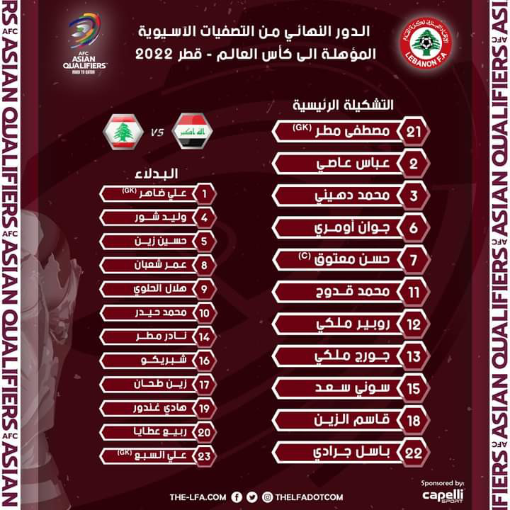 Football Lebanon - تشكيلة منتخبنا الوطني
