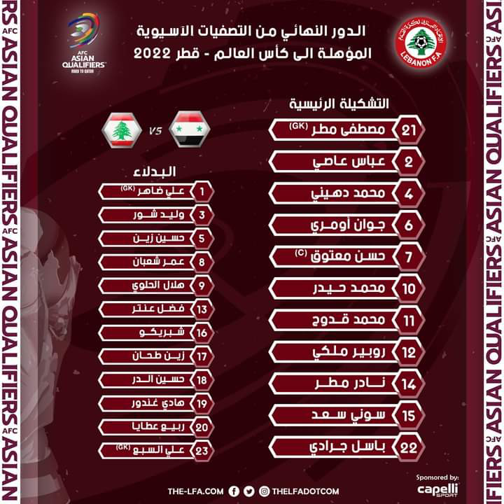 Football Lebanon - تشكيلة منتخبنا الوطني