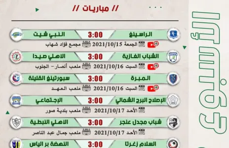 Football Lebanon - جدول مباريات الأسبوع التاسع من دوري الدرجة الثانية للموسم 2021-2022