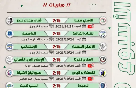 Football Lebanon - جدول مباريات الأسبوع العاشر من بطولة دوري الدرجة الثانية 