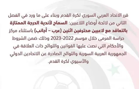 Football Lebanon - عودة الأجانب الى الدوري السوري لكرة القدم