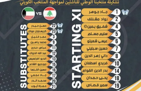 Football Lebanon - تشكيلة منتخب لبنان للناشئين في مواجهة الكويت
