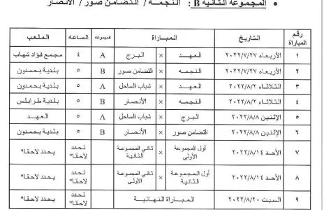 Football Lebanon - برنامج مباريات بطولة كأس النخبة