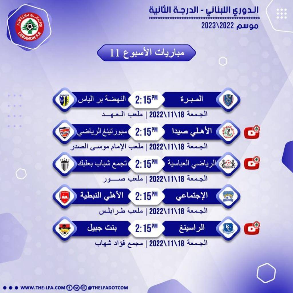 Football Lebanon - الجولة الأخيرة لدوري الدرجة الثانية