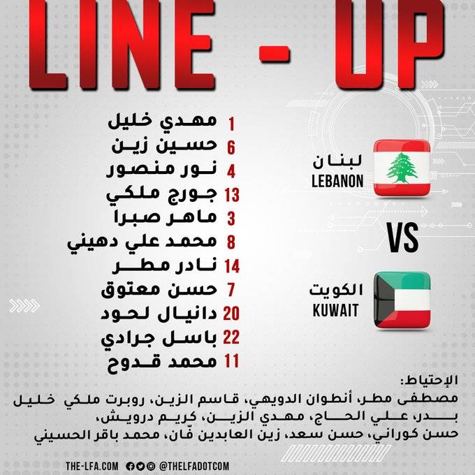 Football Lebanon - تشكيلة منتخب لبنان امام الكويت