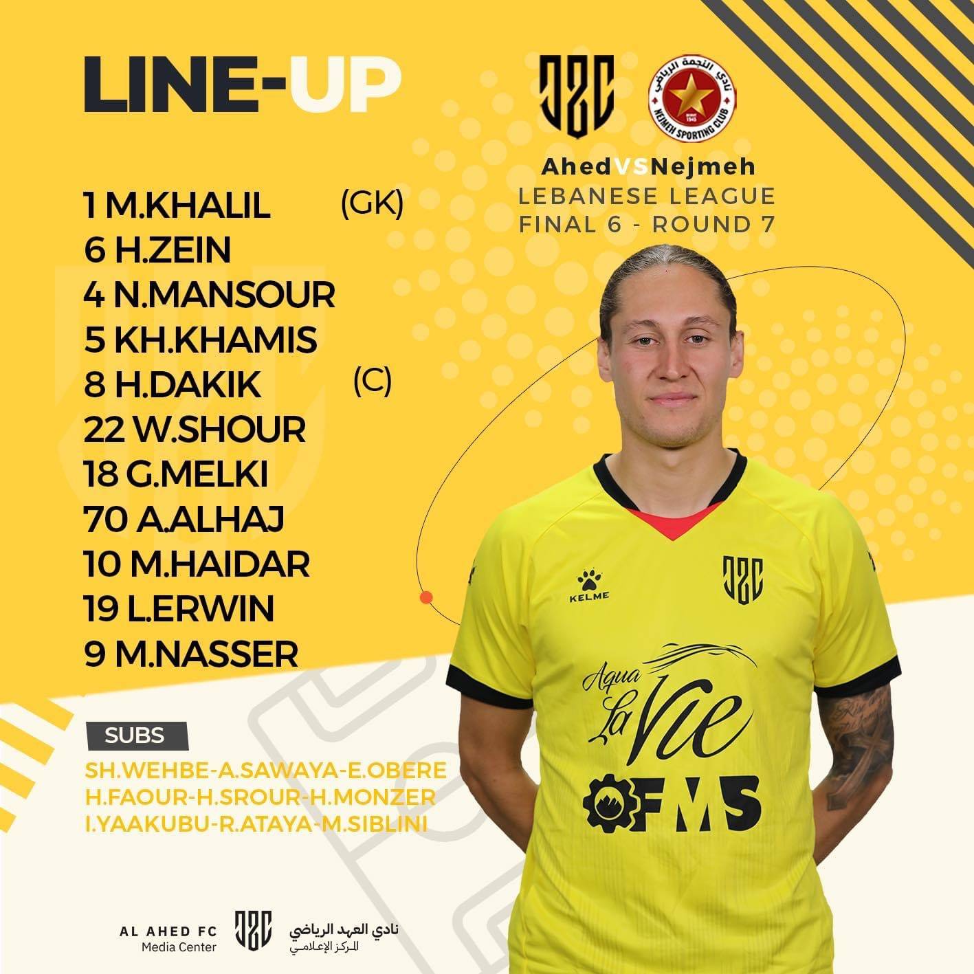 Football Lebanon - تشكيلة العهد بمواجهة النجمة