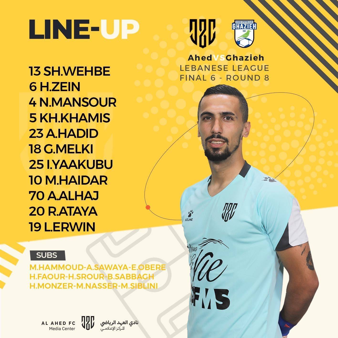 Football Lebanon - اللائحة الكاملة التي اختارها رأفت  محمد لمباراة العهد أمام فريق شباب الغازية