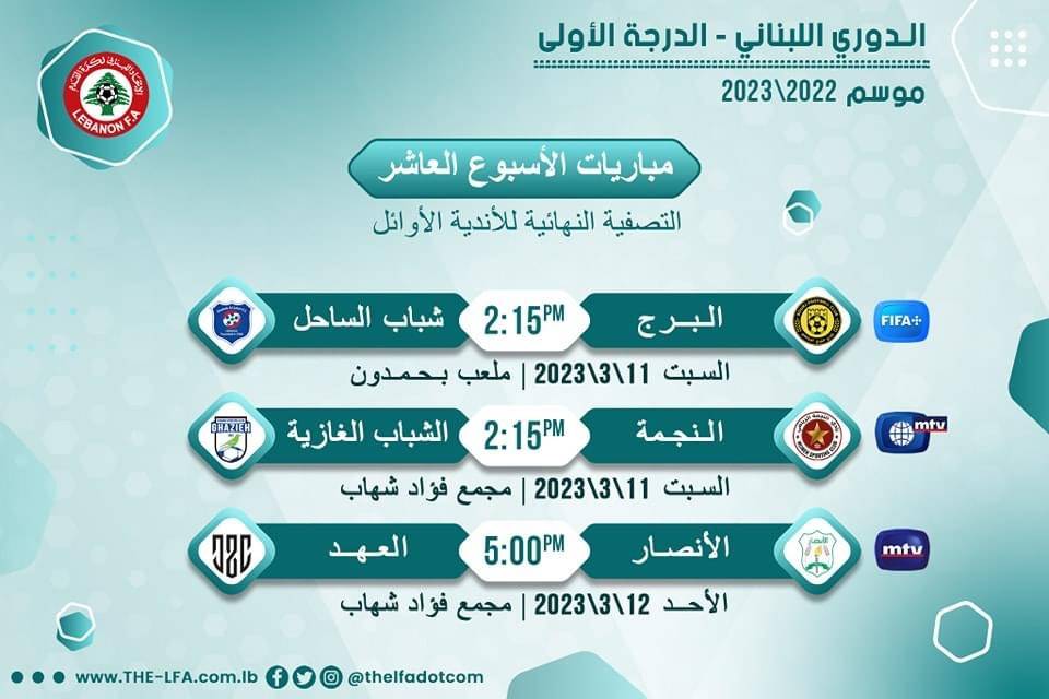 Football Lebanon - مواعيد مباريات الجولة الأخيرة التي ستحدد من سيرفع كأس الدوري اللبناني