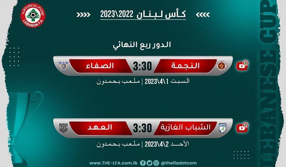 Football Lebanon - مباراتي الدور ربع النهائي لكأس لبنان 2023