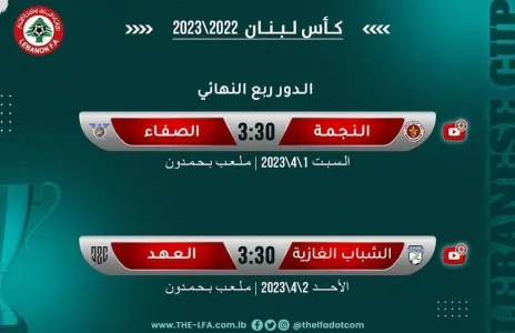 Football Lebanon - مباراتي الدور ربع النهائي لكأس لبنان 2023