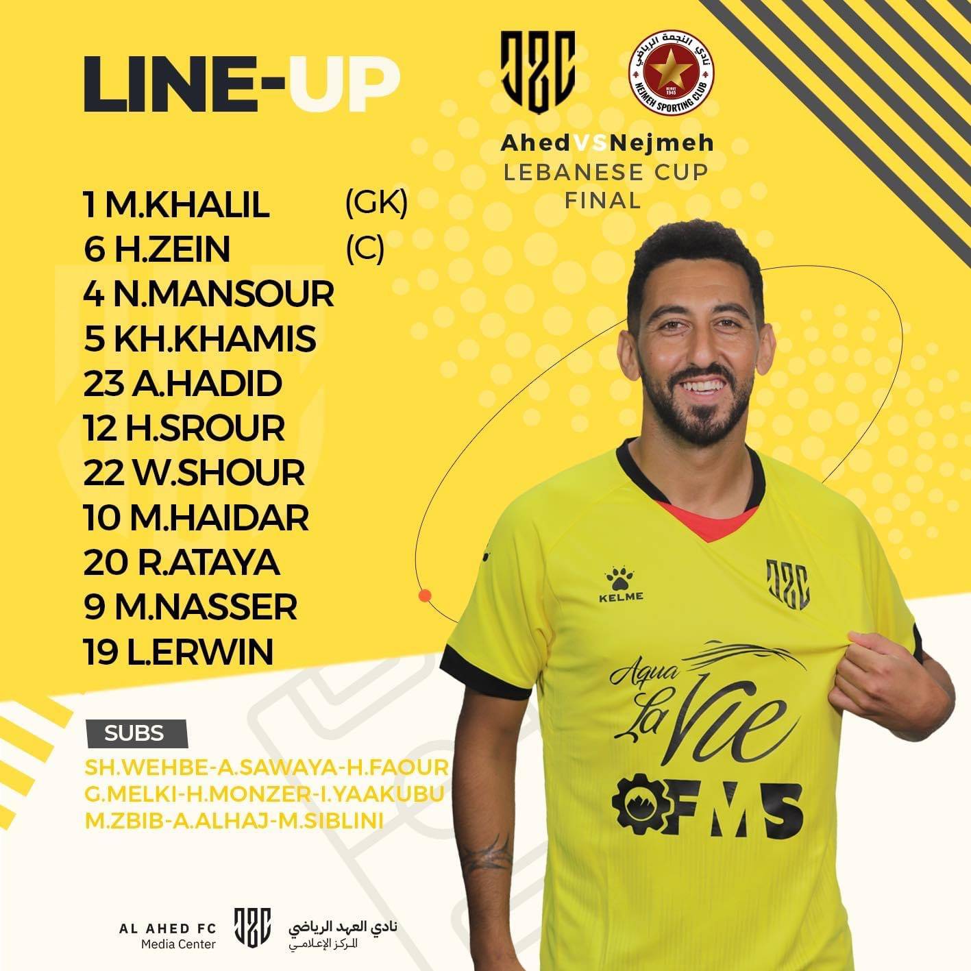 Football Lebanon - اللائحة الكاملة التي اختارها المدرب رأفت محمد لمباراة العهد أمام فريق النجمة