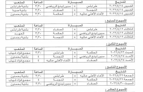 Football Lebanon - جدول مباريات إياب التصفية النهائية للأندية الأواخر