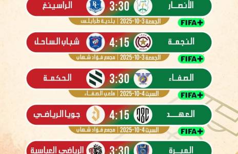 Football Lebanon - مواعيد مباريات الأسبوع الثالث من الدوري اللبناني للدرجة الأولى