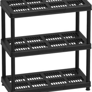 Duramax Plastic 3 Tier Shelving Rack Black 90x45x98 Cm