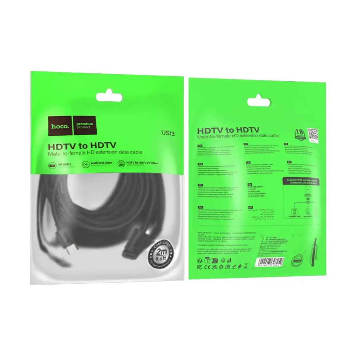 Hoco US13 HDTV Male to HDTV Female Extension Cable 4K