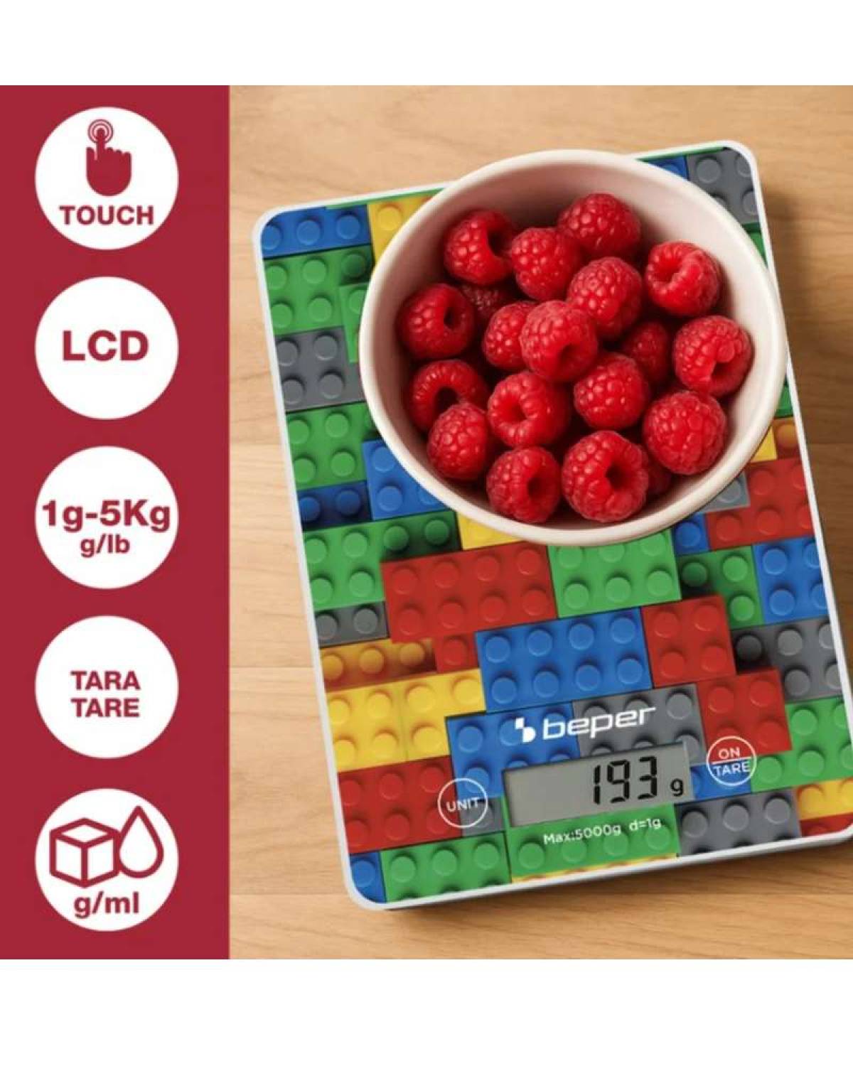 Beper Digital Kitchen Scale Tempered Glass Top
