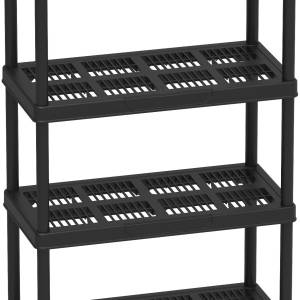 Duramax Plastic 4 Tier Shelving Rack Black 90x45x141 Cm