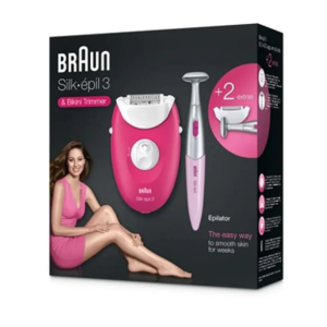 Braun Silk-Epil-3 3420 Corded Epilator With Trimmer Pink/White