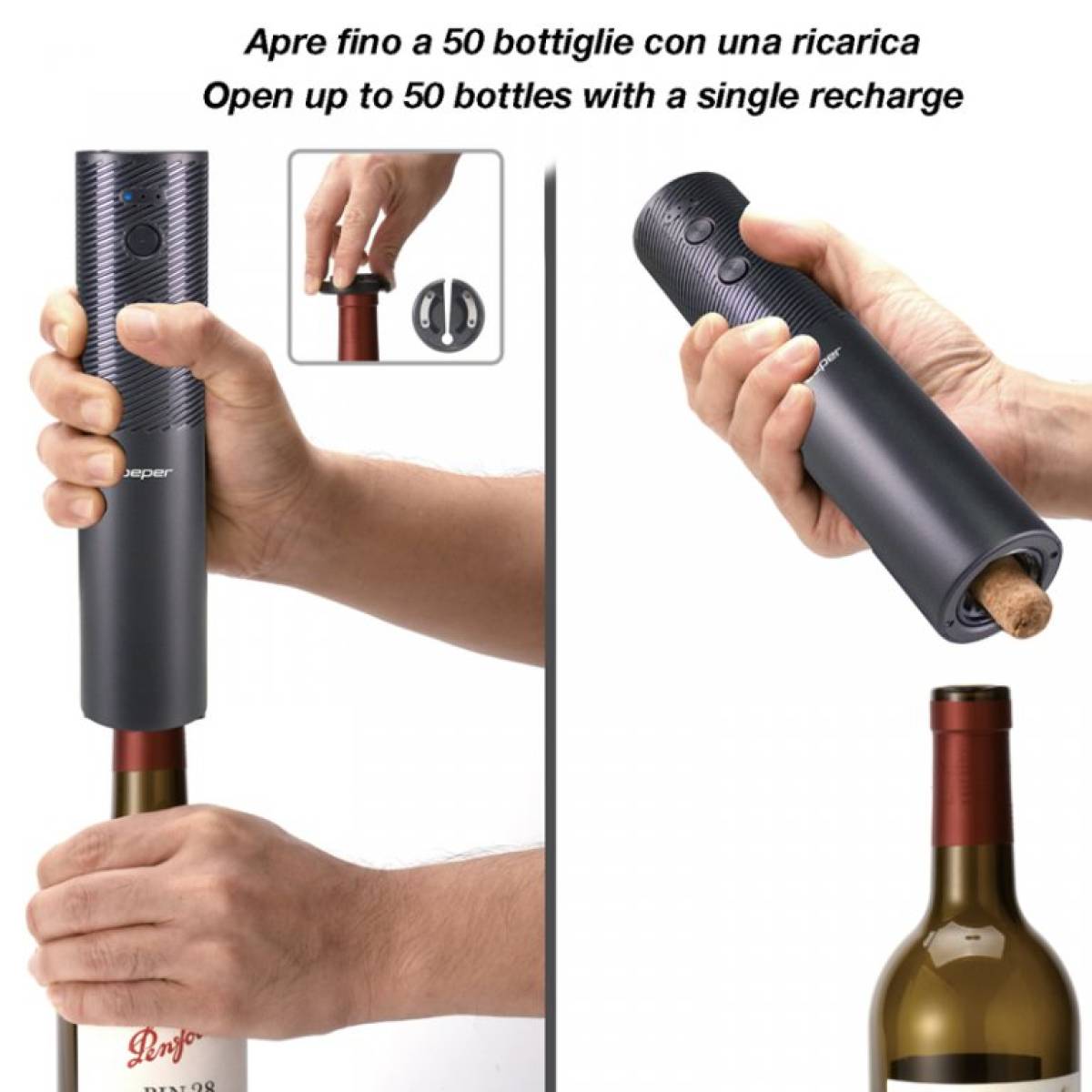 Beper Usb Rechargeable Corkscrew, P102acp103