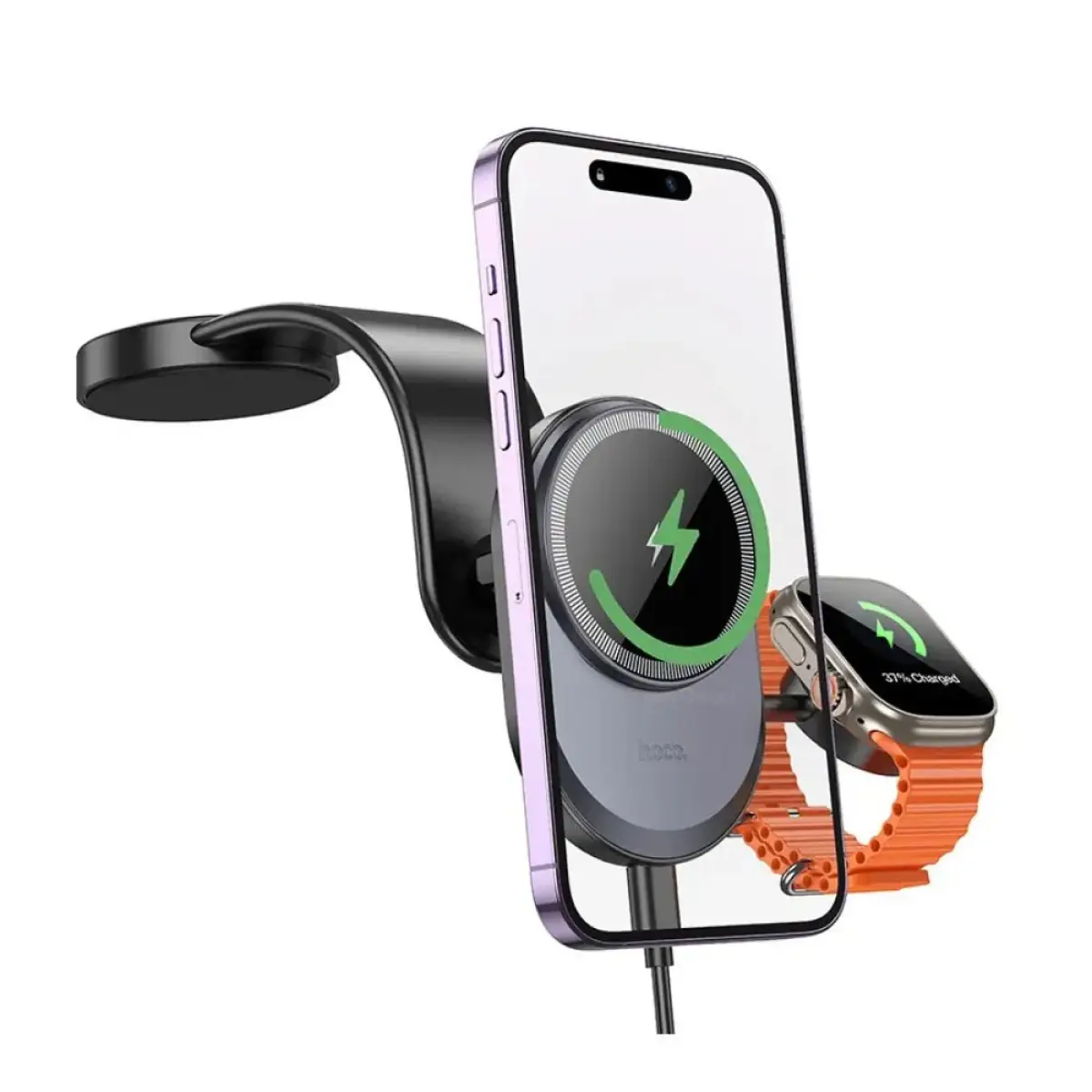 Hoco HW28 2-in-1 Wireless Fast Charging Car Holder