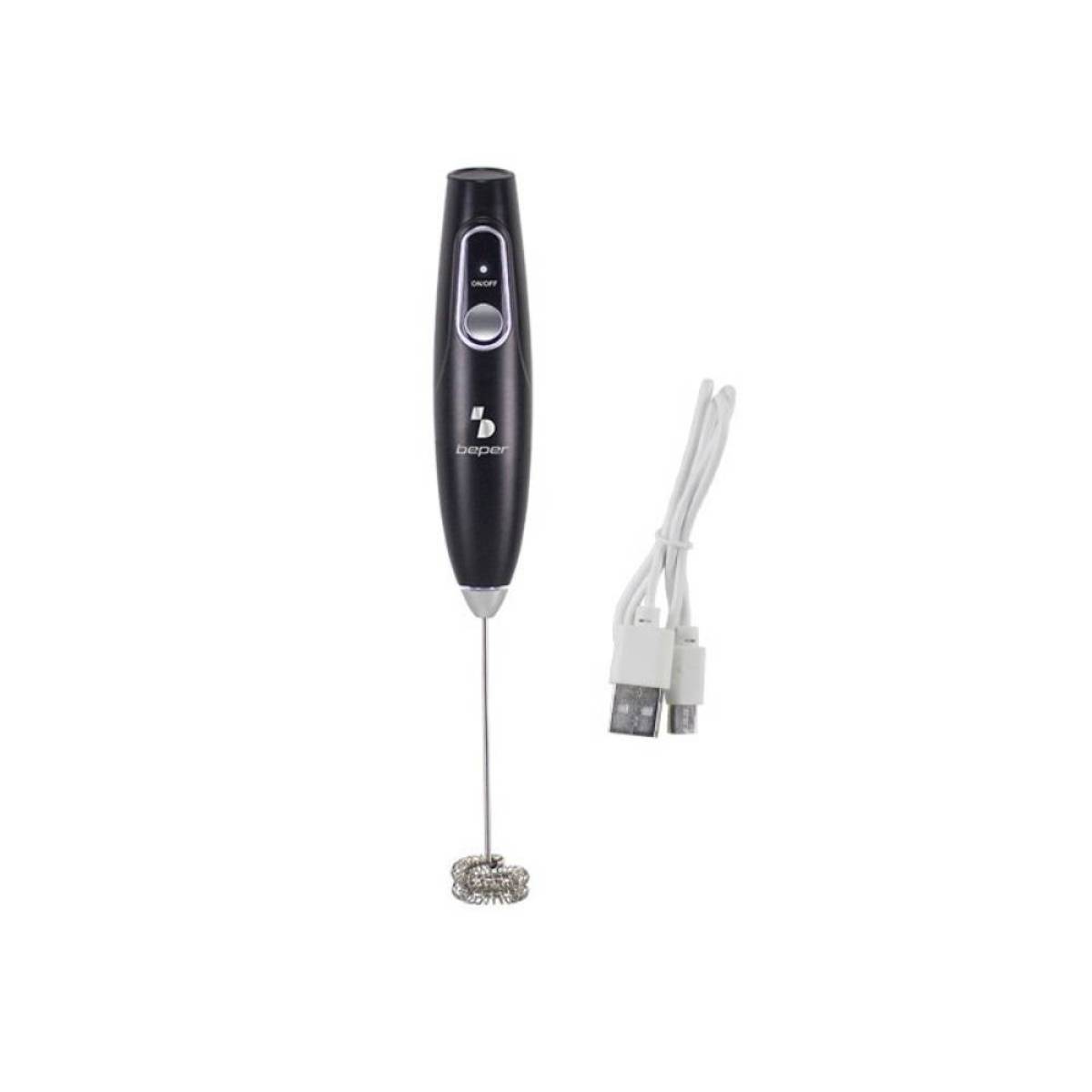 Beper Rechargeable Electric Milk Frother With Removable Stainless Steel Whisk