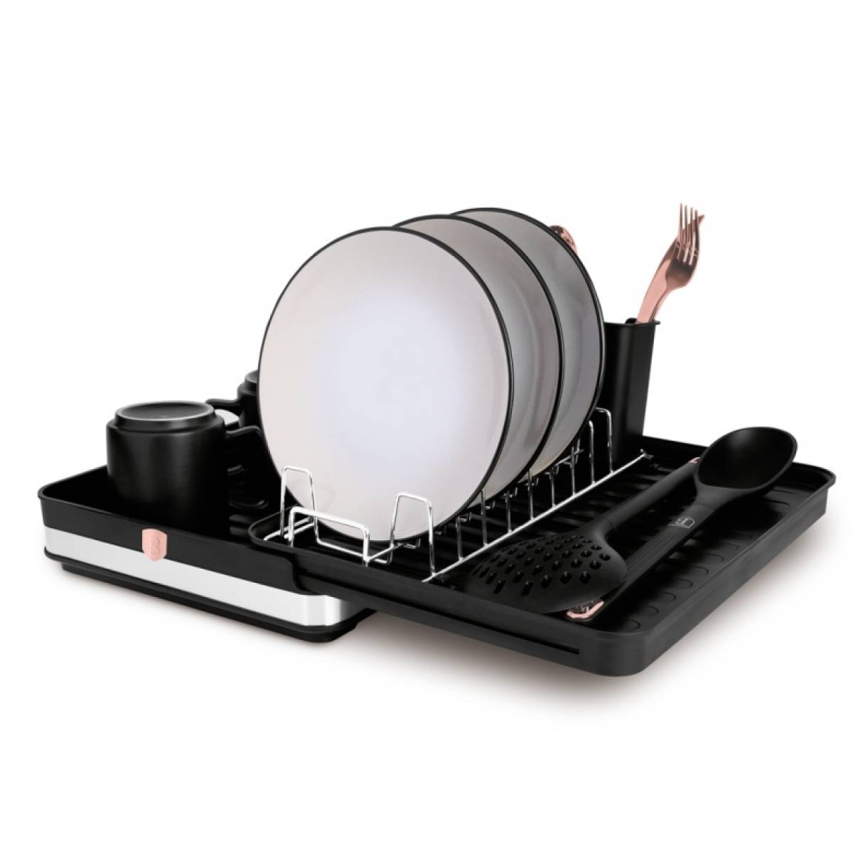 Berlinger Haus Adjustable Dish Rack ,Black Rose Collection