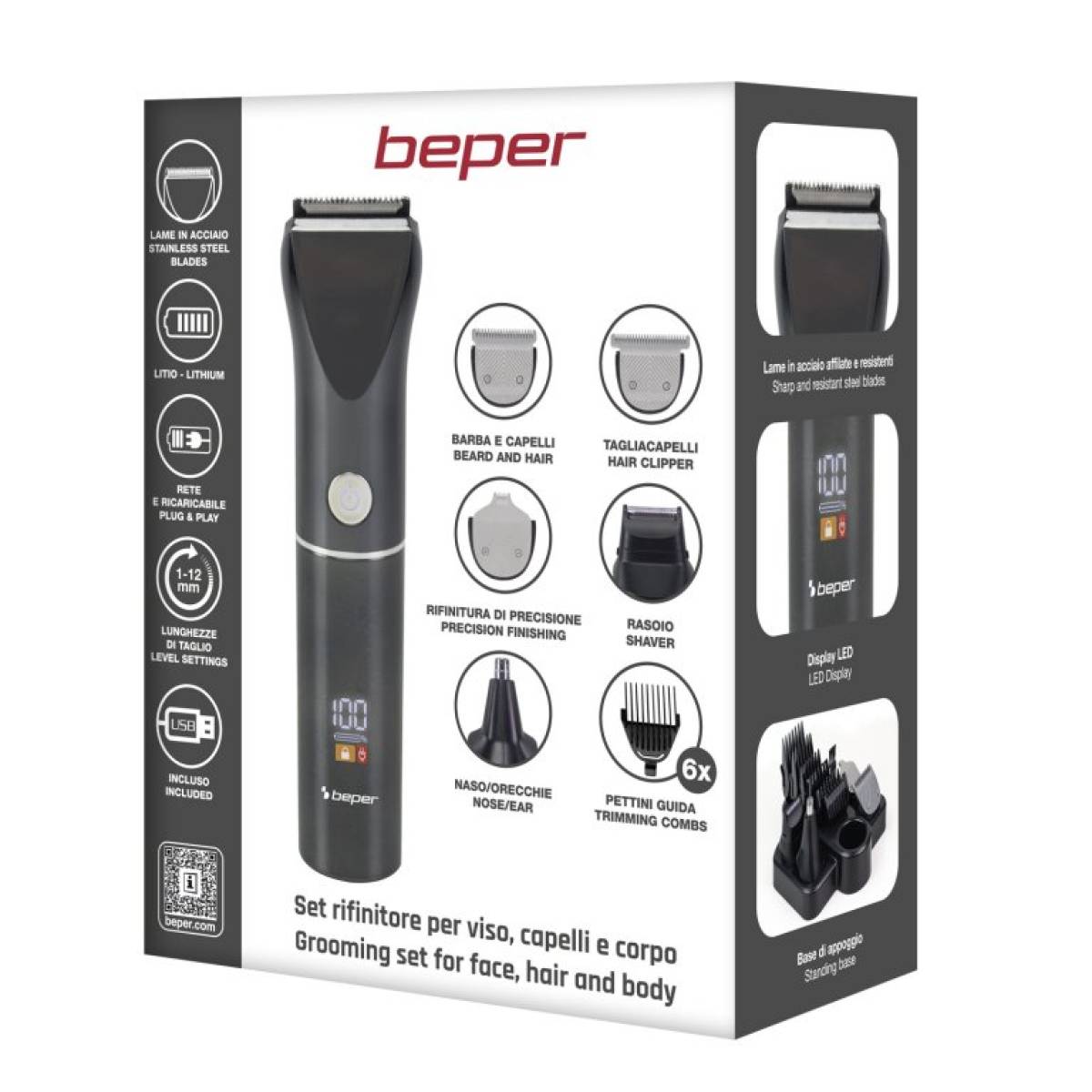 Beper Trimmer Set For Face, Hair And Body - Trimx 12, P304cap050