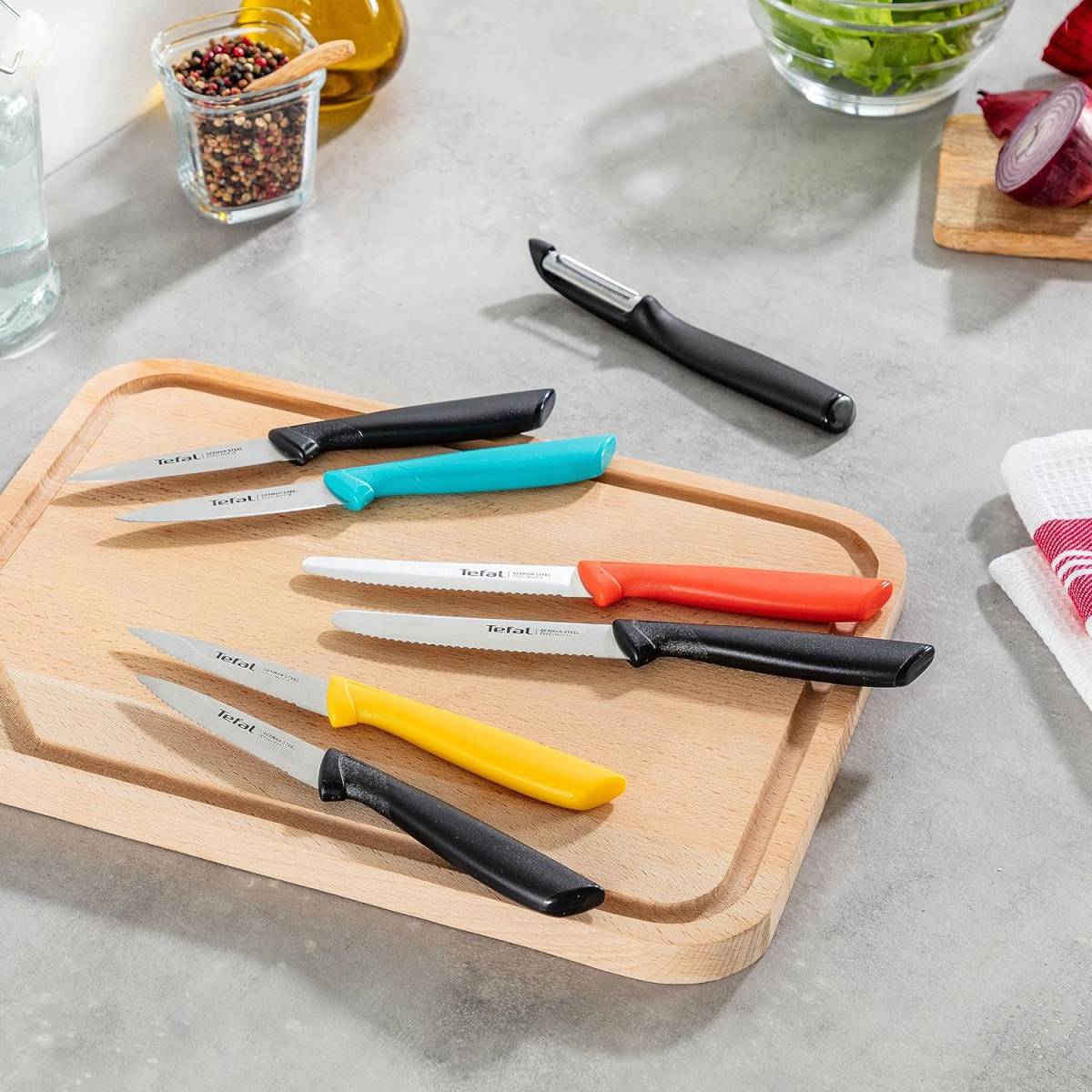 Tefal Colorfood Peeler 17 cm Double Serrated Blade German Stainless Stee