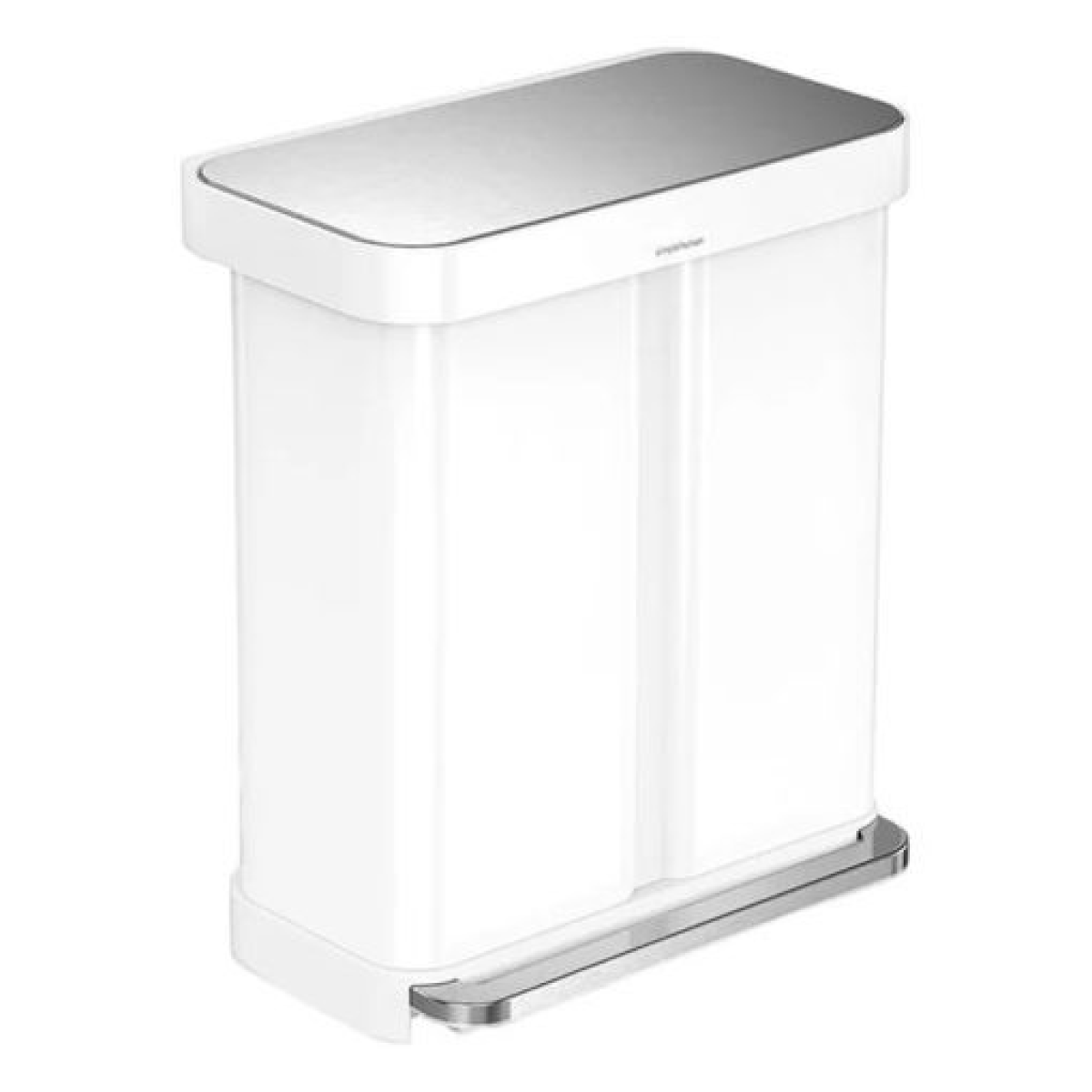 Simplehuman 58l rectangular recycler pedal bin, white