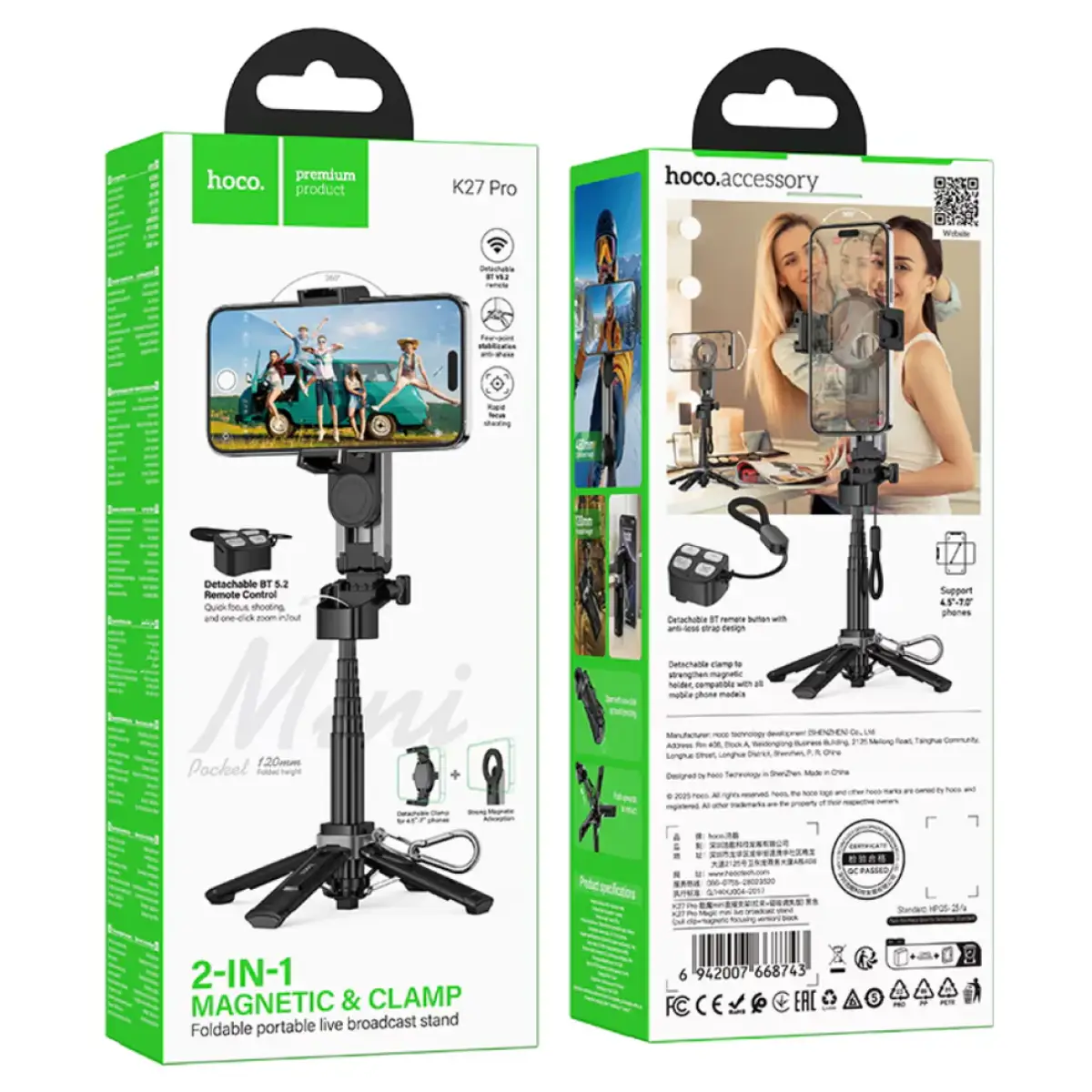 Phone Tripod with Remote Hoco K27 Pro Selfie Stick