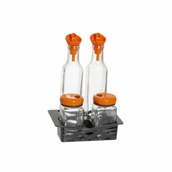 Herevin Oil-vinegar Set 2x250cc With Salt Shaker 2x160cc Orange, 152090-560o