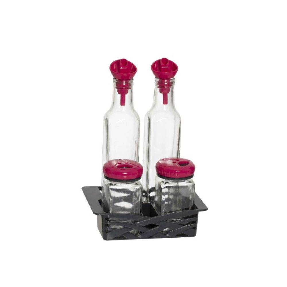 Herevin Oil-vinegar Set 2x250cc With Salt Shaker 2x160cc Pink, 152090-560p