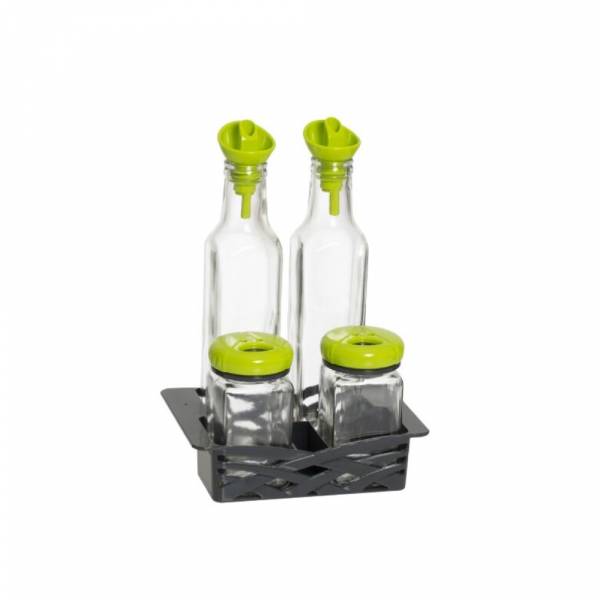 Herevin Oil-inegar Set 2x250cc With Salt Shaker 2x160cc Green, 152090-560g