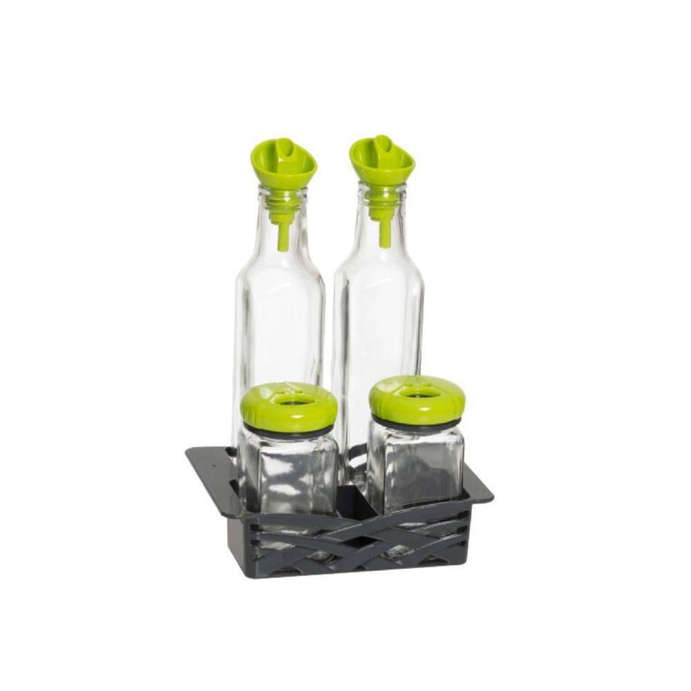 Herevin Oil-inegar Set 2x250cc With Salt Shaker 2x160cc Green, 152090-560g