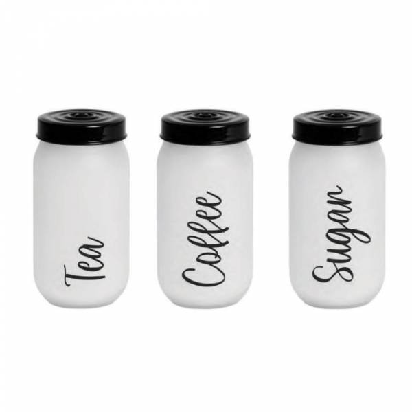 Herevin Decorated Canister 1000cc Set (tea-coffee-sugar) Black, 172541-020
