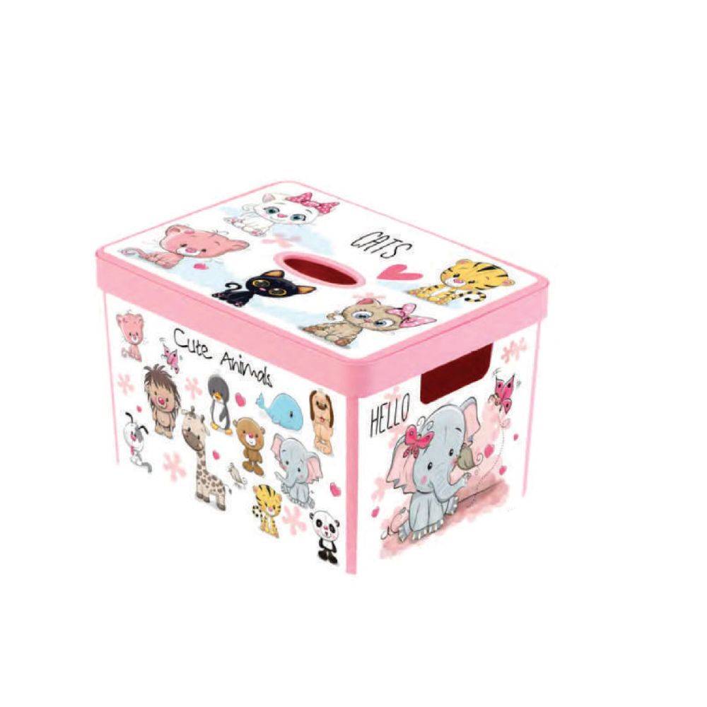 Herevin Decorated Box Animal Pink 38x28x23cm, 161490-004