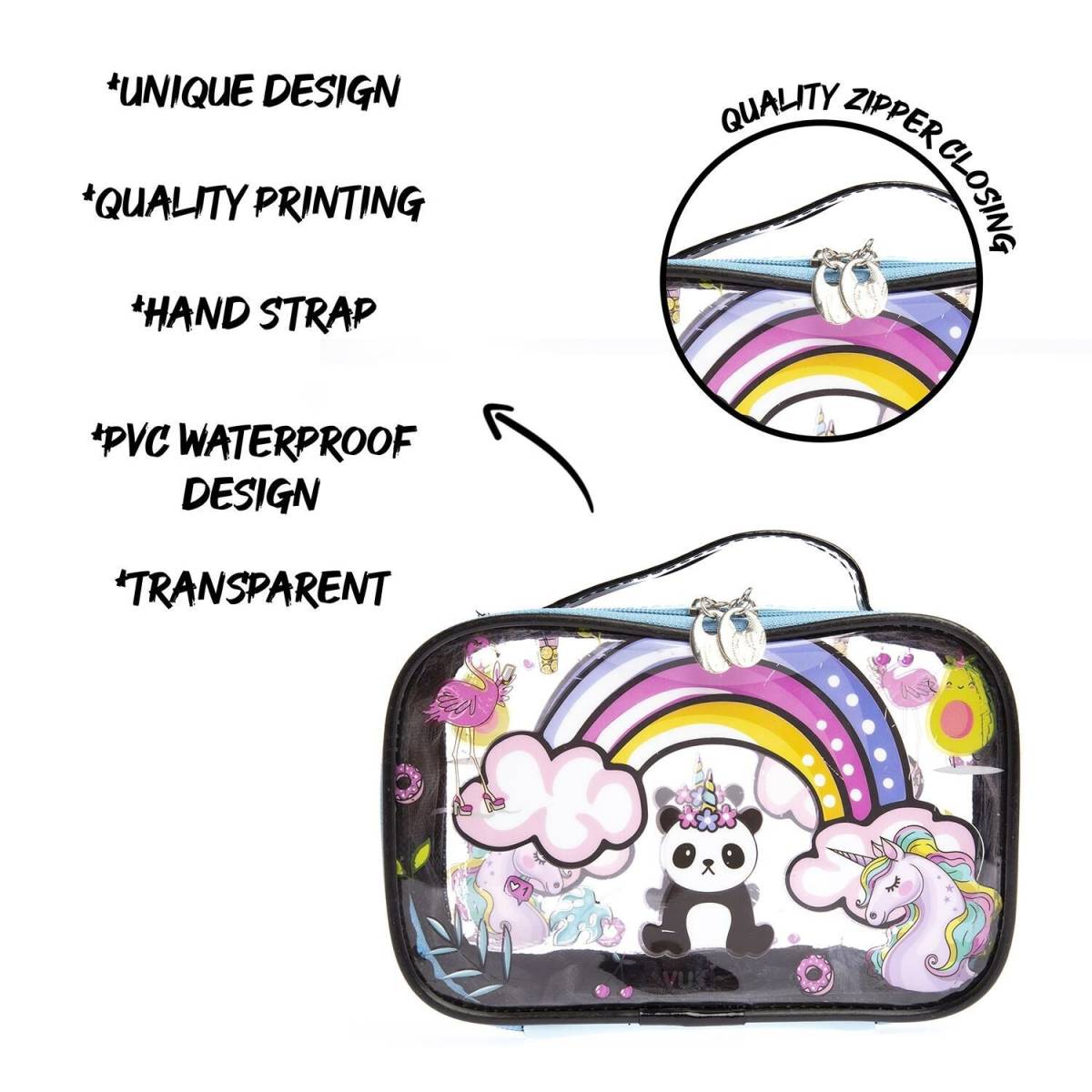 Vuki Transparent Lunch (cosmetic) Bag  21x14x9cm #vk01026 Blue Mixed Design