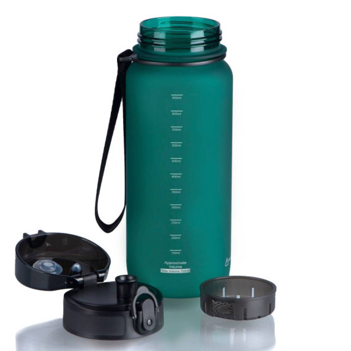 Uzspace Plastic Water Bottle  Colorful Frosted 650ml Tritan Bpa Free #3037 Dark Green.