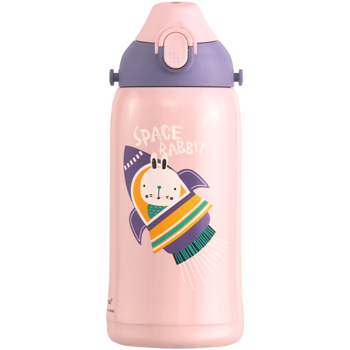 Uzspace Thermos Stainless Steel Water Bottle Kids With Straw 550ml Space Rabbit #2207 Pink