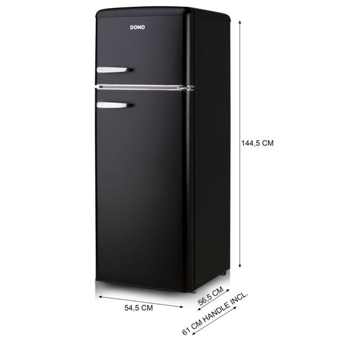 Domo Retro Fridge-freezer - D - 206 L - Black
