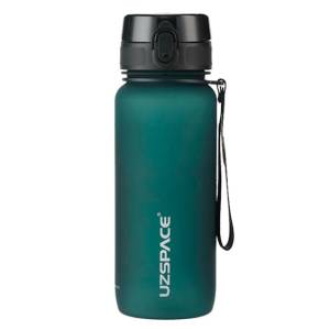 Uzspace Plastic Water Bottle  Colorful Frosted 650ml Tritan Bpa Free #3037 Dark Green.