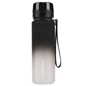 Uzspace Plastic Water Bottle Colorful Frosted 1000ml Tritan Bpa Free #3038 Black And White